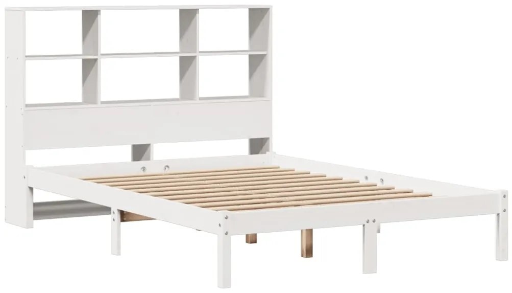 Cama com estante sem colchão 150x200 cm pinho maciço branco