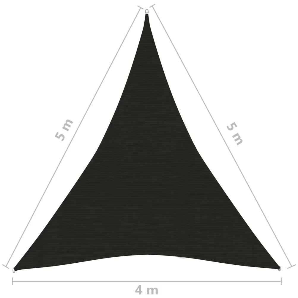 Para-sol estilo vela 160 g/m² 4x5x5 m PEAD preto