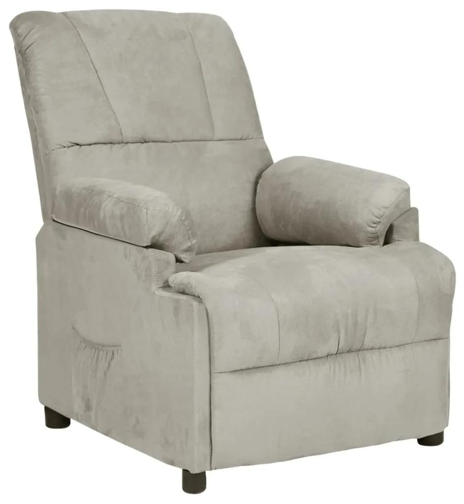 324048 vidaXL Cadeira reclinável camurça artificial cinzento-claro