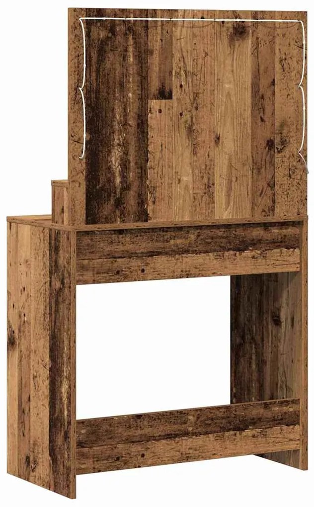 Mesa de Maquilhagem com Luzes LED em Madeira Antiga 79x41x135 cm