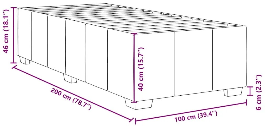 Estrutura de cama sem colchão 100x200 cm tecido castanho-escuro