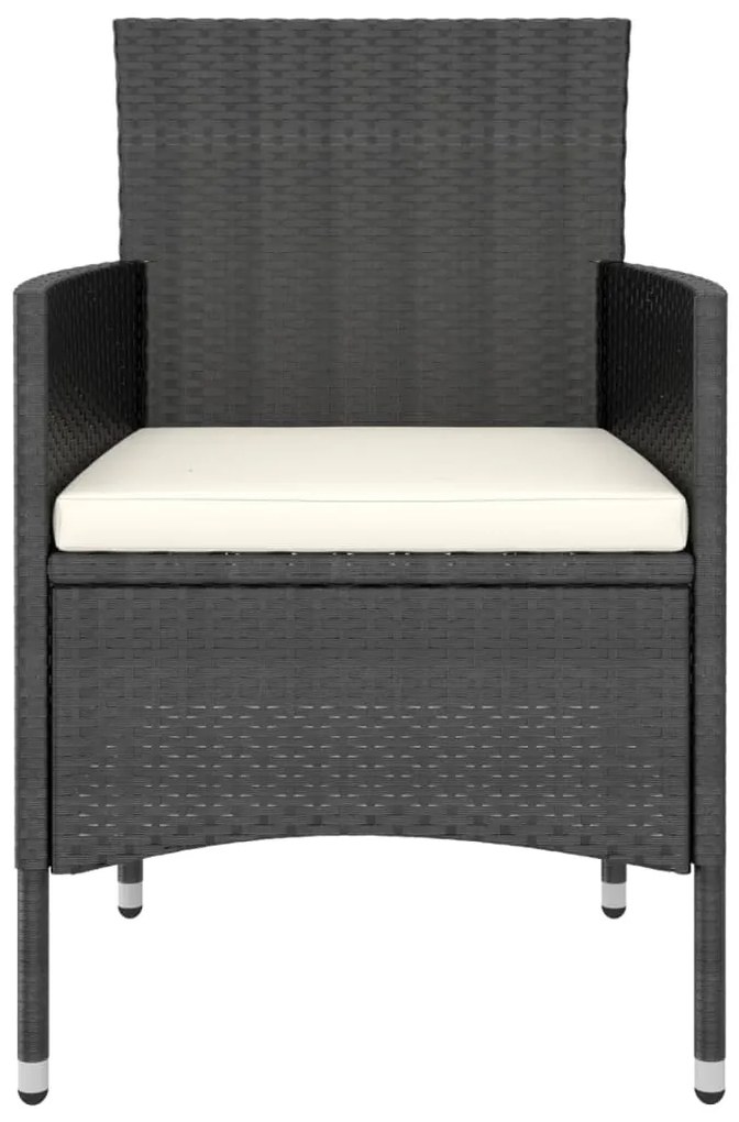 5 pcs conjunto de jantar p/ jardim vime PE/acácia maciça preto