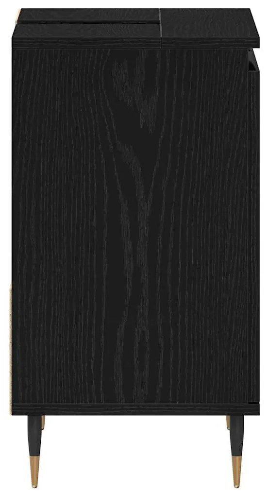 Armário de pia de banheiro vidaXL Preto Carvalho 65x33x60 cm Madeira e