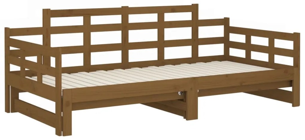 Estrutura sofá-cama de puxar pinho maciço castanho 2x(90x190)cm
