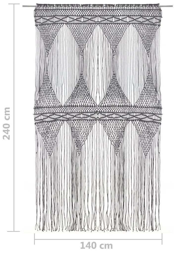Cortina em macramé 140x240 cm algodão antracite