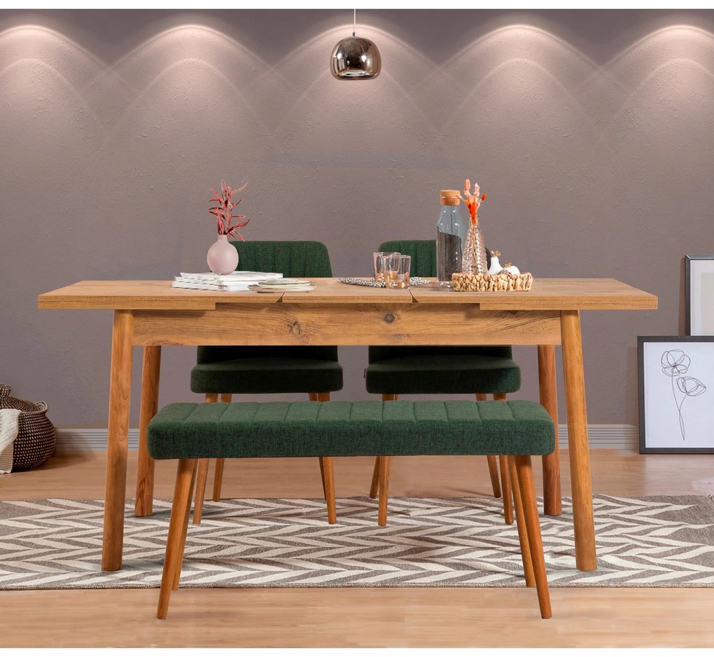 Conjunto de Mesa de Jantar Extensível Santiago – Pinho Atlântico – Mes