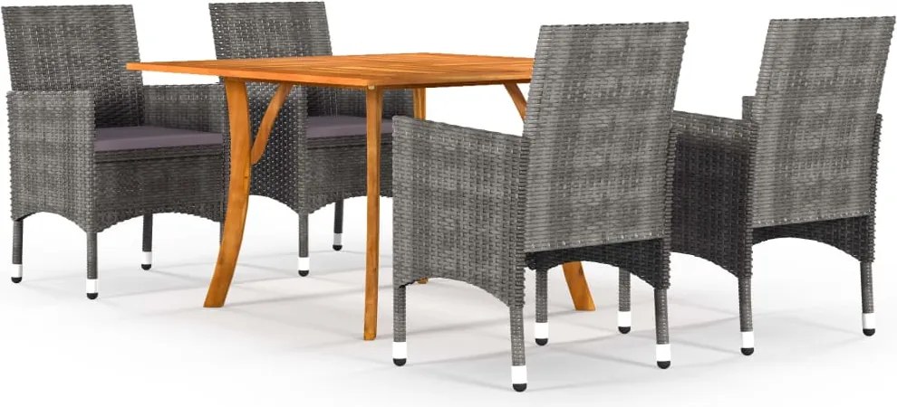 vidaXL 5 pcs conjunto de jantar para jardim cinzento