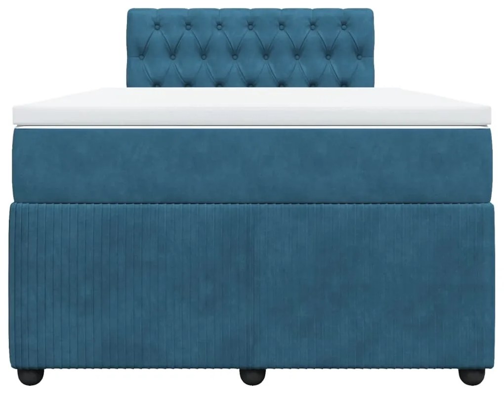 Cama boxspring com colchão 120x200 cm veludo azul