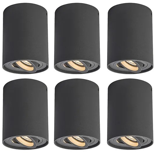LED Conjunto de 6 focos inteligentes cinzento escuro com Wi-Fi GU10 - Rondoo up Moderno,Design