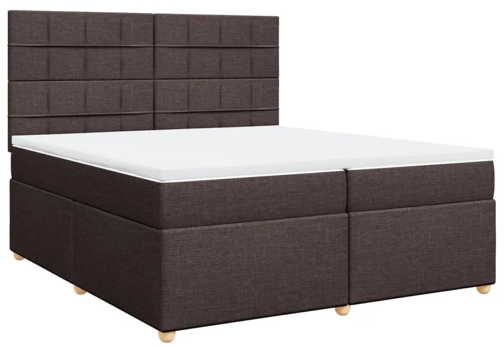 Cama com molas/colchão 200x200 cm tecido castanho-escuro
