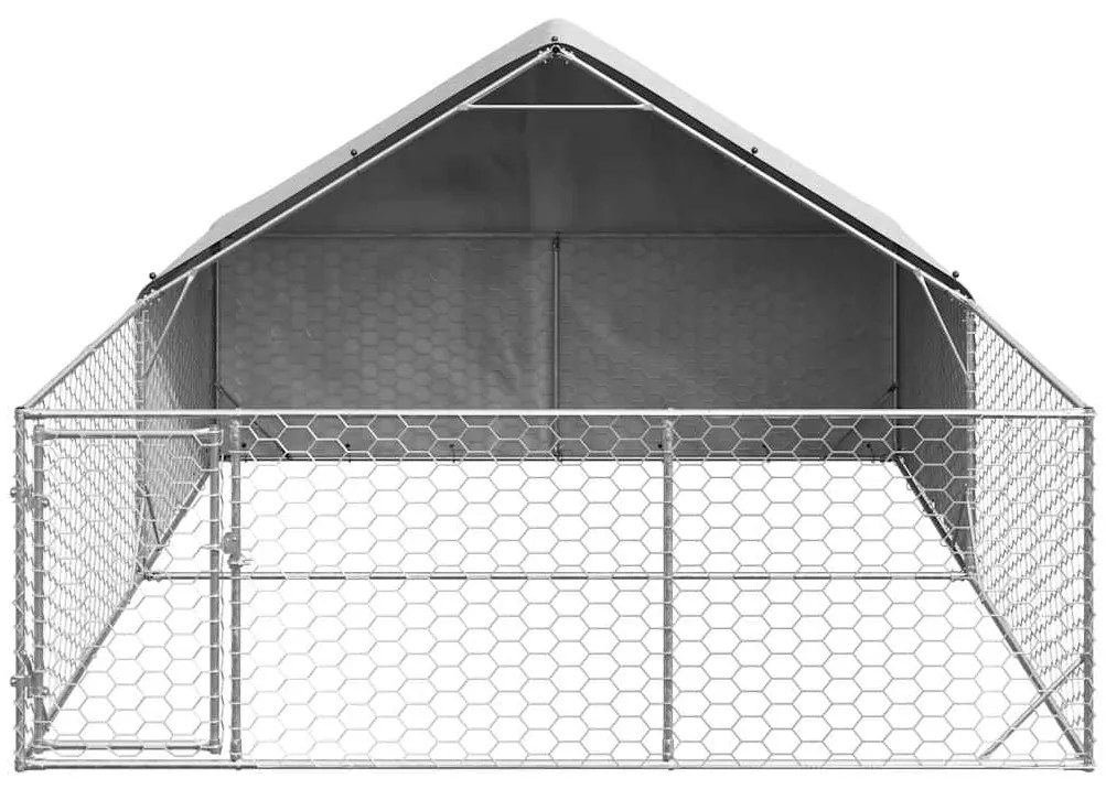 Canil exterior para cães com corredor 4x3x1,9 m aço galvanizado