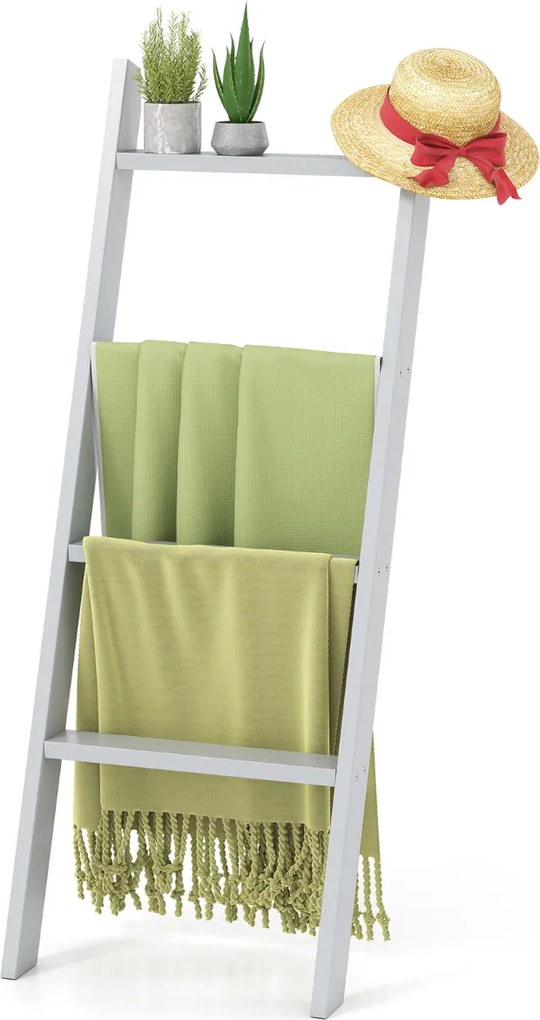 Suporte toalhas em forma escada de 4 níveis 50 × 7,5 × 137 cm cinza
