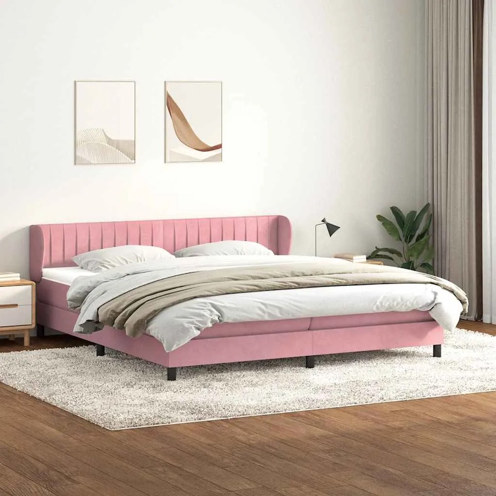 vidaXL Cama com molas/colchões 180x210 cm veludo Rosa