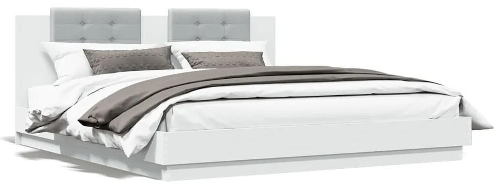 3209898 vidaXL Estrutura cama c/ cabeceira 180x200 cm derivados madeira branco