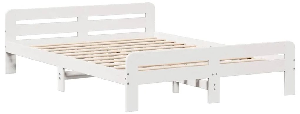 Cama sem colchão 160x200 cm madeira de pinho maciça branco