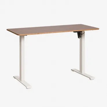 Escrivaninha Elevatória Elétrica Retangular Com Função De Memória Em Madeira E Ferro Serpi Castanho Nogal Oscuro & ↔︎ 120 Cm & Branco - Sklum