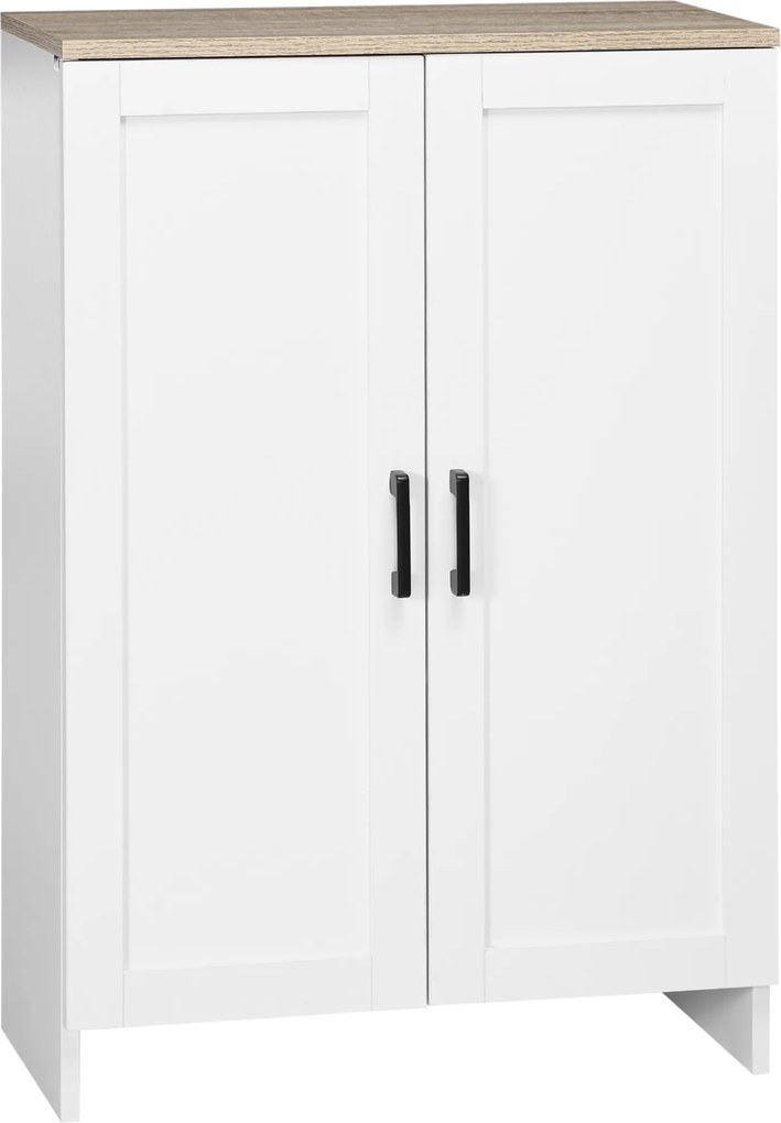 HOMCOM Aparador para Sala 2 Portas com Prateleiras Reguláveis 60x30x90 cm Branco | Aosom Portugal