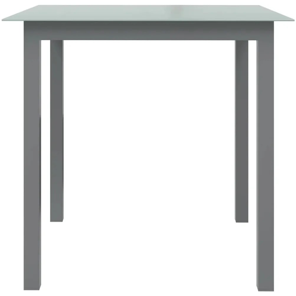 Mesa de jardim em alumínio e vidro 80x80x74 cm cinzento-claro