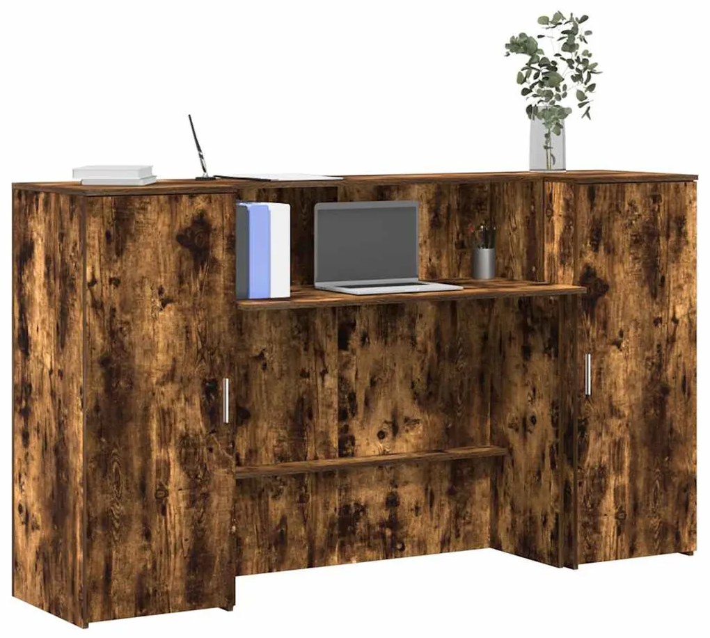vidaXL Balcão recepção 180x50x103,5 cm madeira carvalho fumado