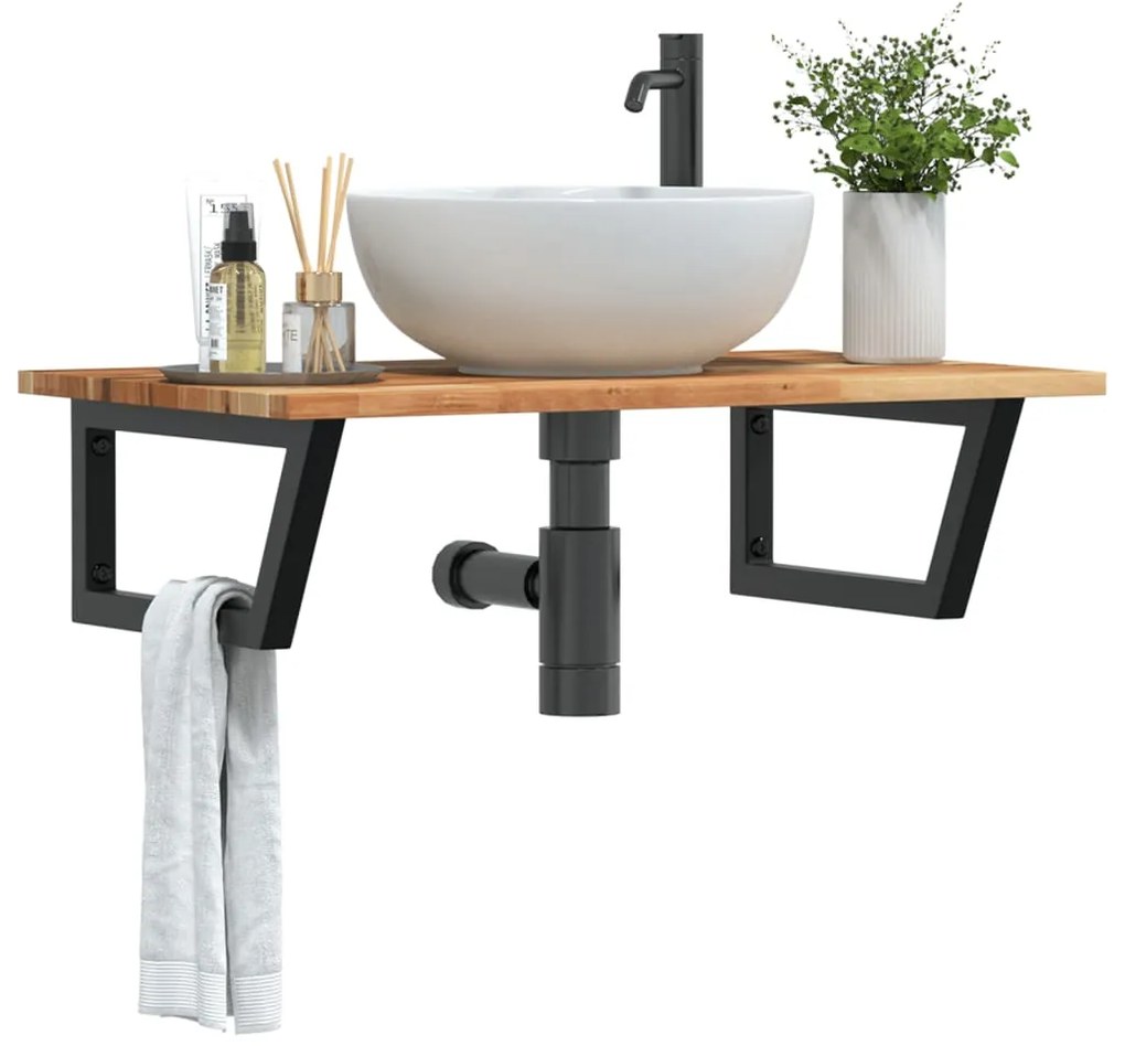 vidaXL Prateleira de parede p/ lavatório aço/madeira de acácia maciça