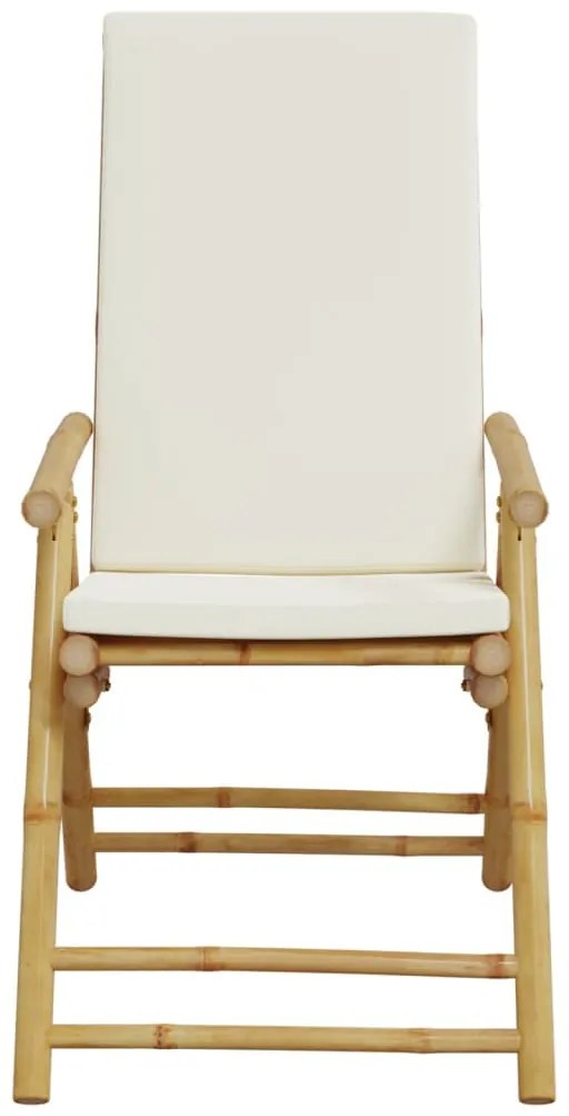 Cadeiras jardim dobráveis/reclináveis c/ almofadões 2 pcs bambu
