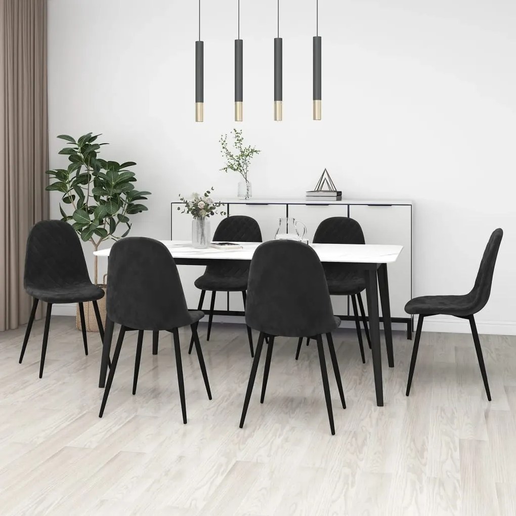 vidaXL Cadeiras de jantar 6 pcs veludo preto