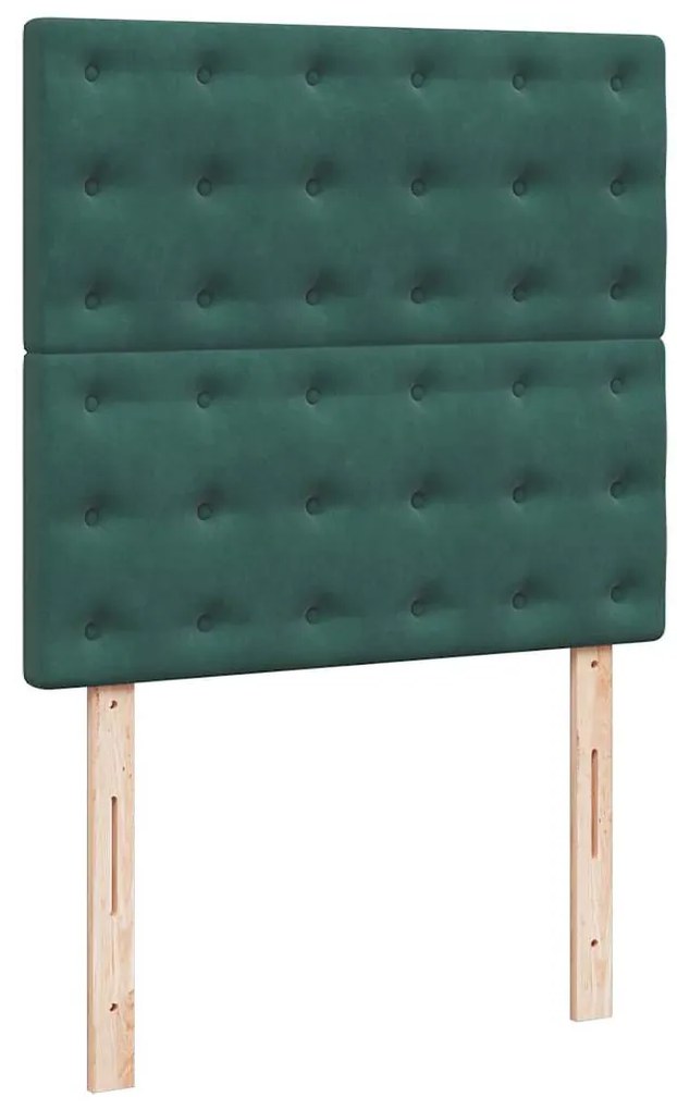 Cama com molas/colchão 90x190 cm veludo verde-escuro