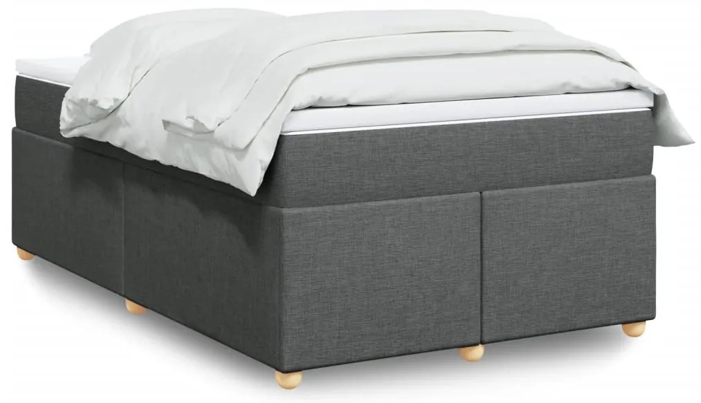 vidaXL Cama com molas/colchão 120x200 cm tecido cinzento-escuro