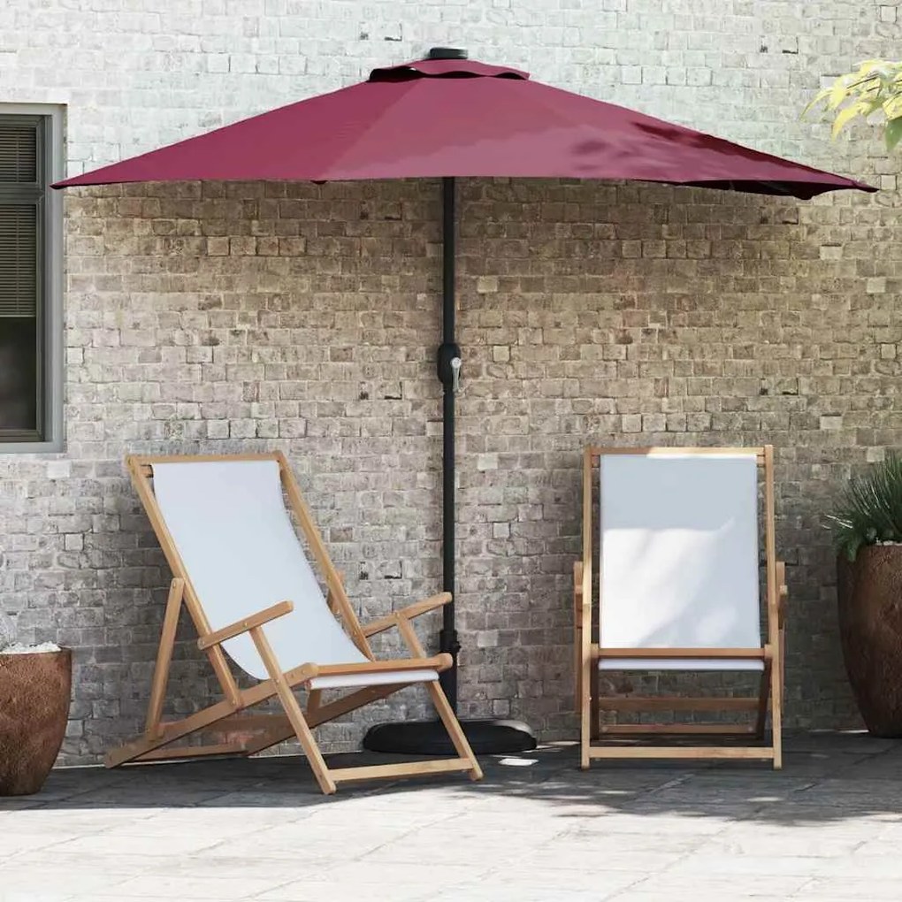 vidaXL Guarda-sol de Jardim Vermelho bordô 294 x 150 x 224 cm tecido
