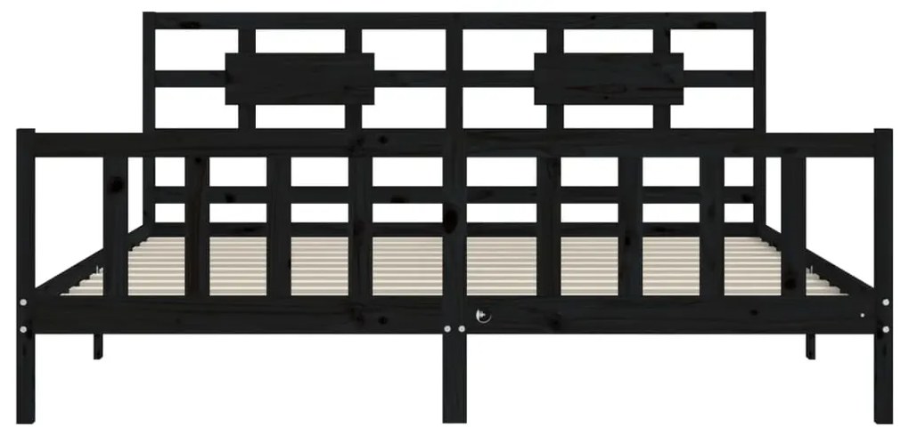 Estrutura de cama com cabeceira 200x200 cm madeira maciça preto