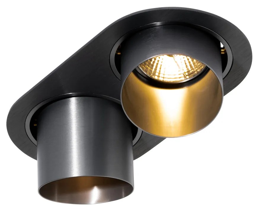 Set van 6 inbouwspots gunmetal GU10 70mm kantelbaar 2-lichts - Installa Moderno