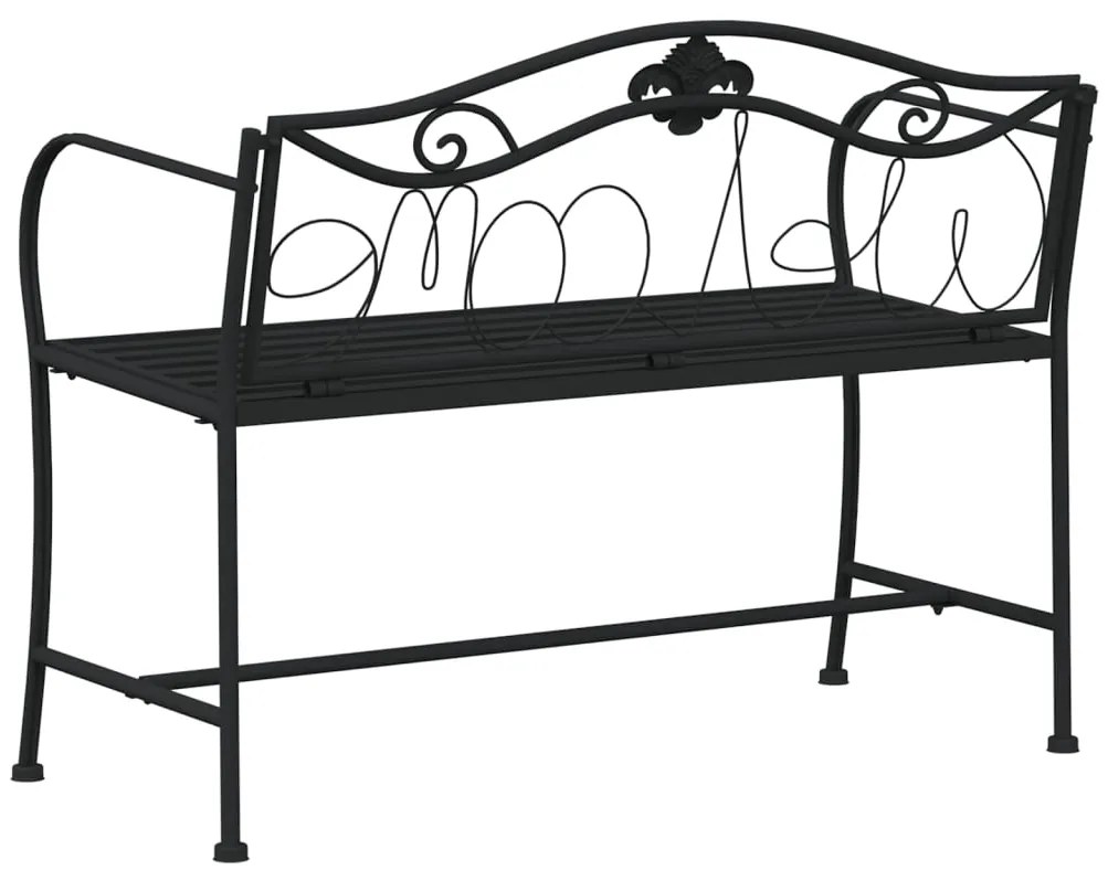 Banco de jardim de 2 lugares 104 cm aço preto