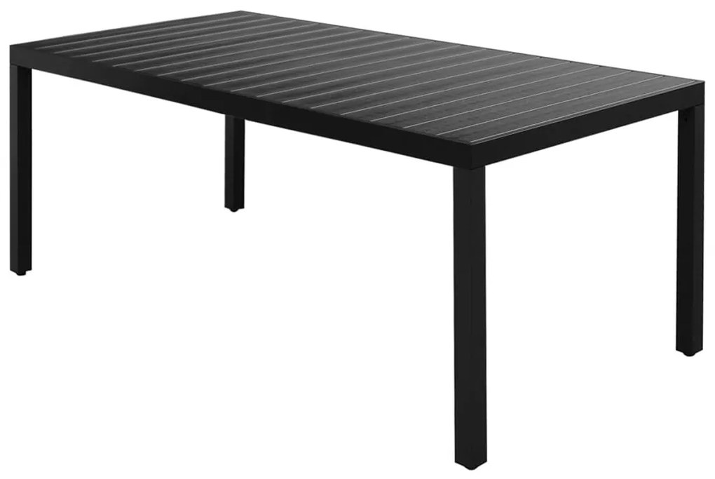 7 pcs conjunto de jantar para jardim vime de PVC preto