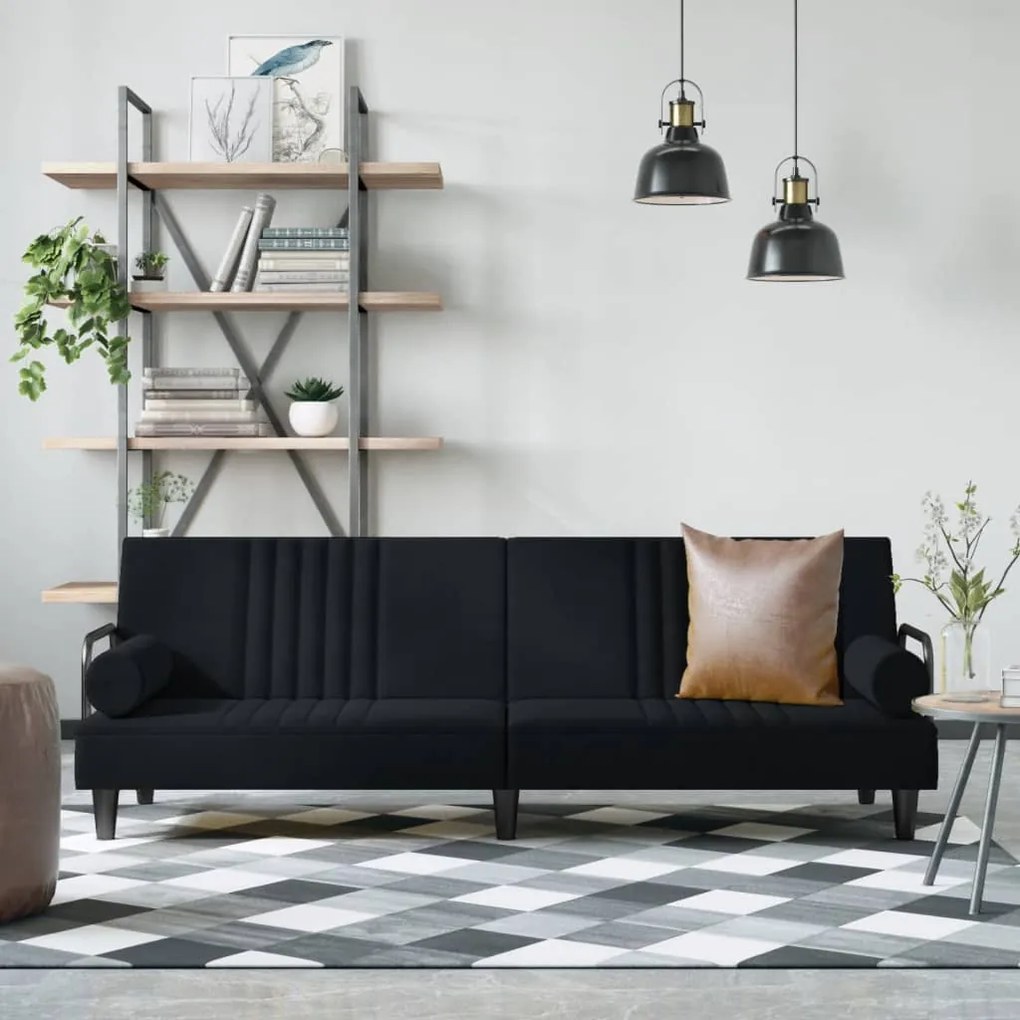 vidaXL Sofá-cama com apoio de braços veludo preto