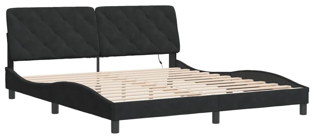 Estrutura de cama com luzes LED 180x200 cm veludo preto