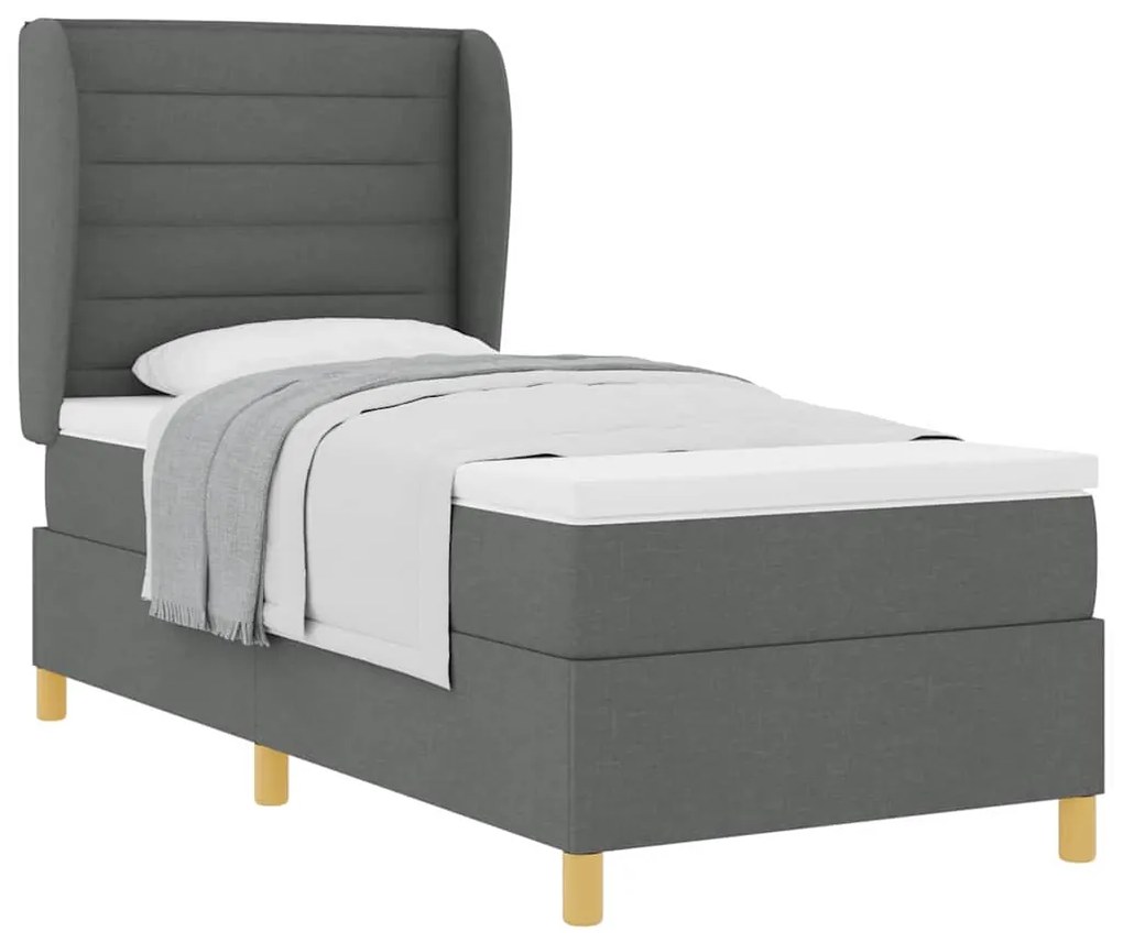 Cama Box com Colchão vidaXL Cinza Escuro 90x200 cm Tecido