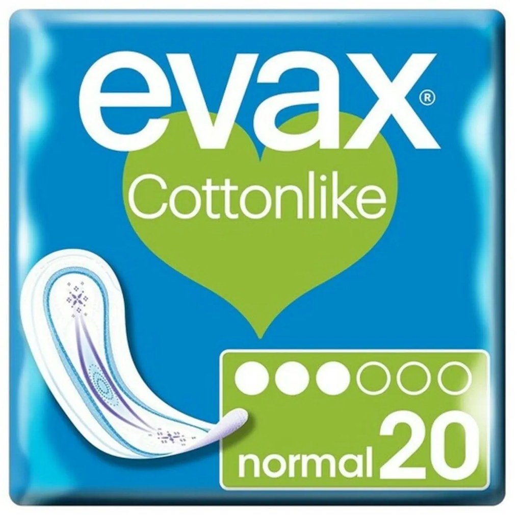 Pensos Higiénicos Normais sem Alas Evax Cottonlike (20 uds) 20 Unidades