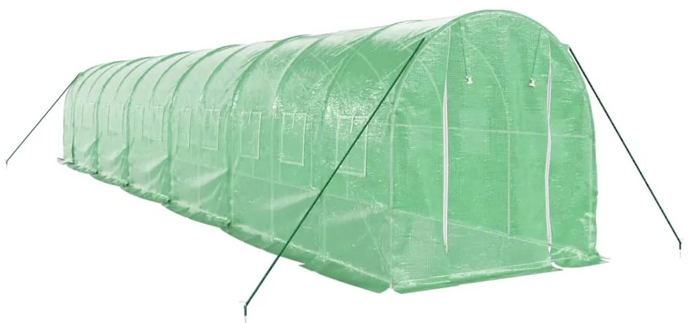 Estufa com estrutura de aço 24 m² 12x2x2 m verde