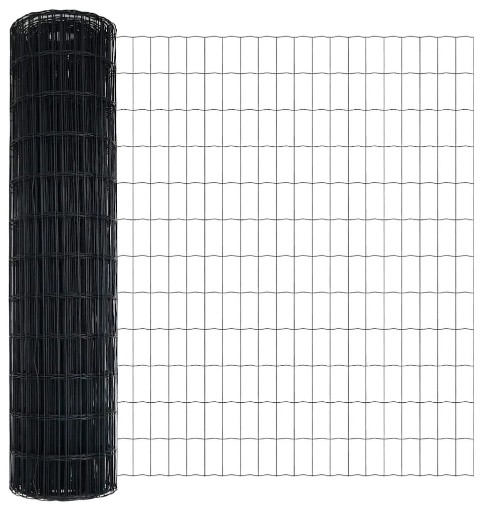 Cerca Euro com 13 postes, 1,2 x 25 m, em aço galvanizado cinza
