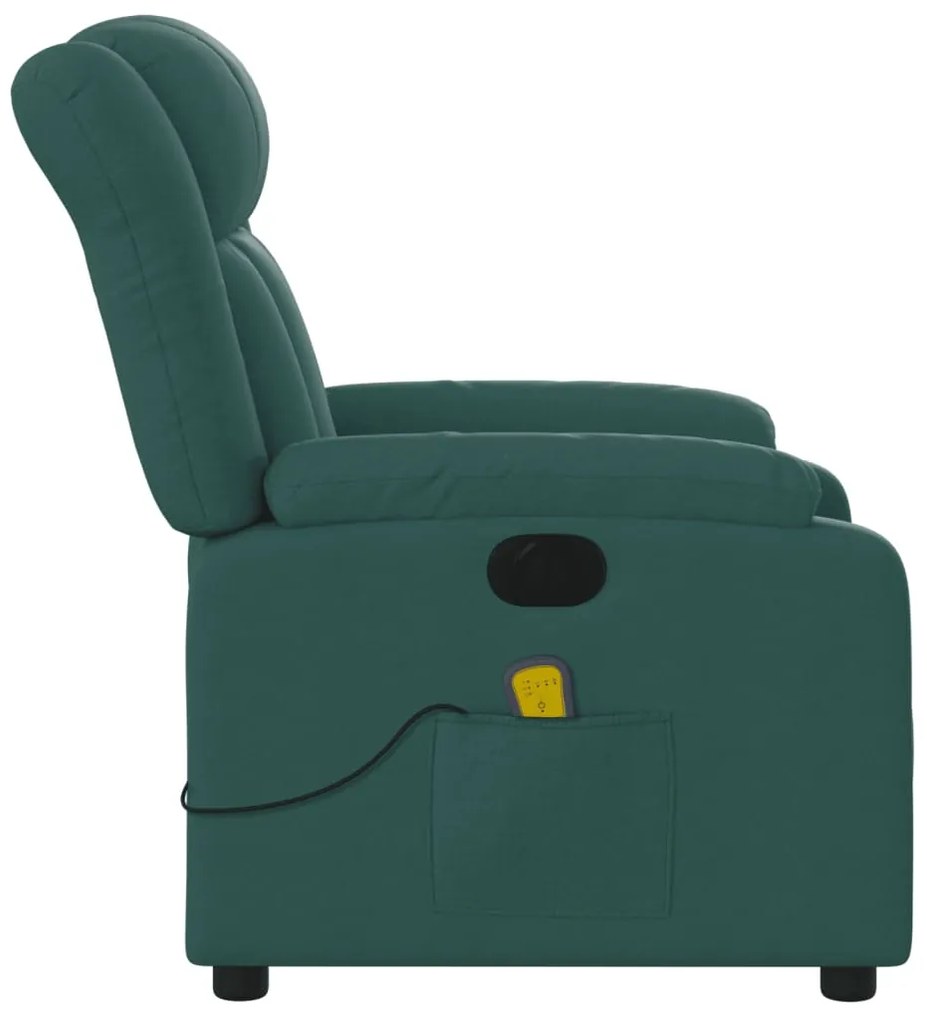 Poltrona reclinável de massagens elétrica tecido verde-escuro