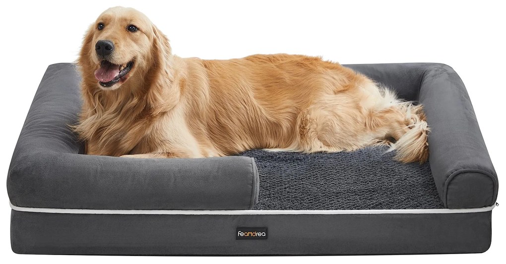 Cama ortopédica para cães com rebordo elevado 106 x 80 x 25 cm Cinzento escuro