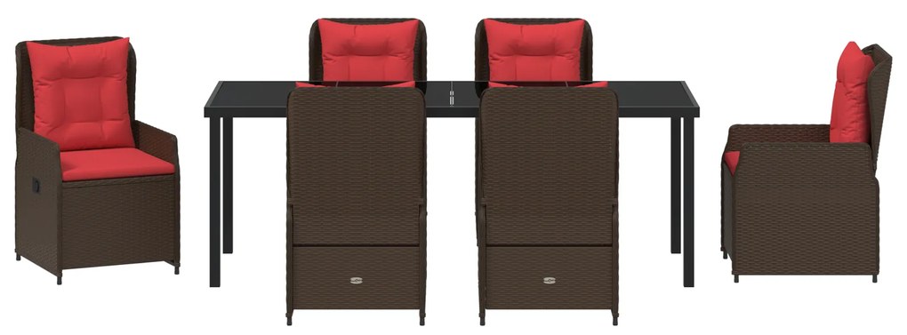 Conjunto de Jantar de Jardim 7 Peças Castanho Vime Poly