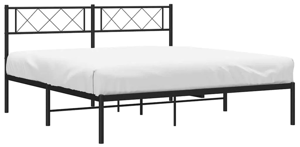 Estrutura de cama em metal com cabeceira 150x200 cm preto