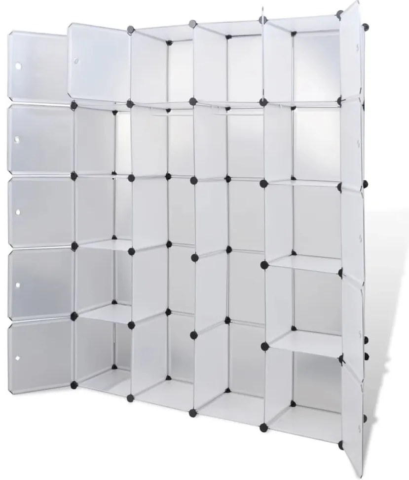 Armário plástico modular 14 gavetas 37x146x180,5cm branco