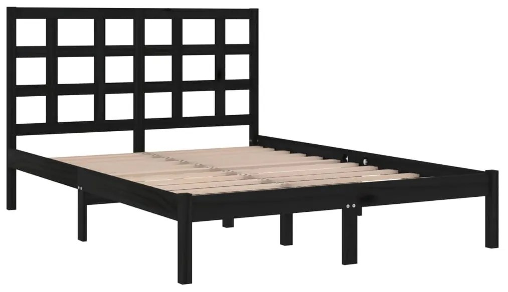 Estrutura de cama 140x190 cm madeira maciça preto