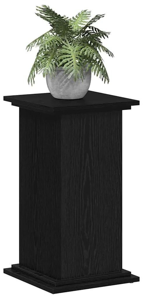 suporte de planta em madeira de engenharia preto 33 x 33 x 60 cm
