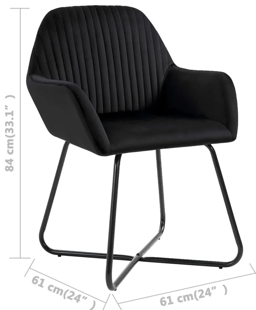 Cadeiras de jantar 2 pcs veludo preto