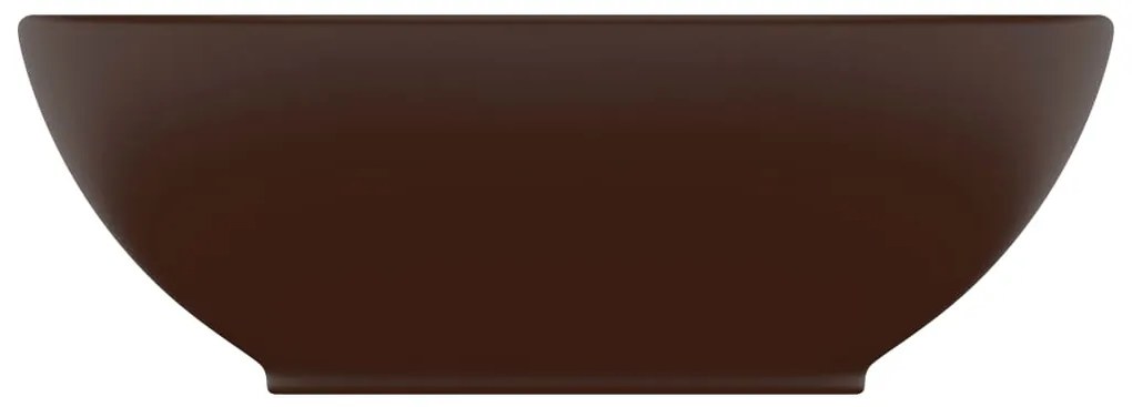 Lavatório luxuoso oval 40x33cm cerâmica castanho-escuro mate