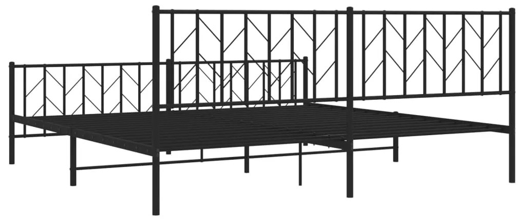 Estrutura de cama com cabeceira e pés 200x200 cm metal preto