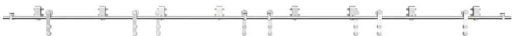 Kit ferragens p/ porta deslizante 400cm aço inoxidável prateado